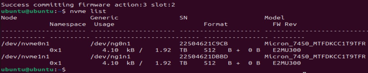 Micron 7450 NVMe Firmware Update