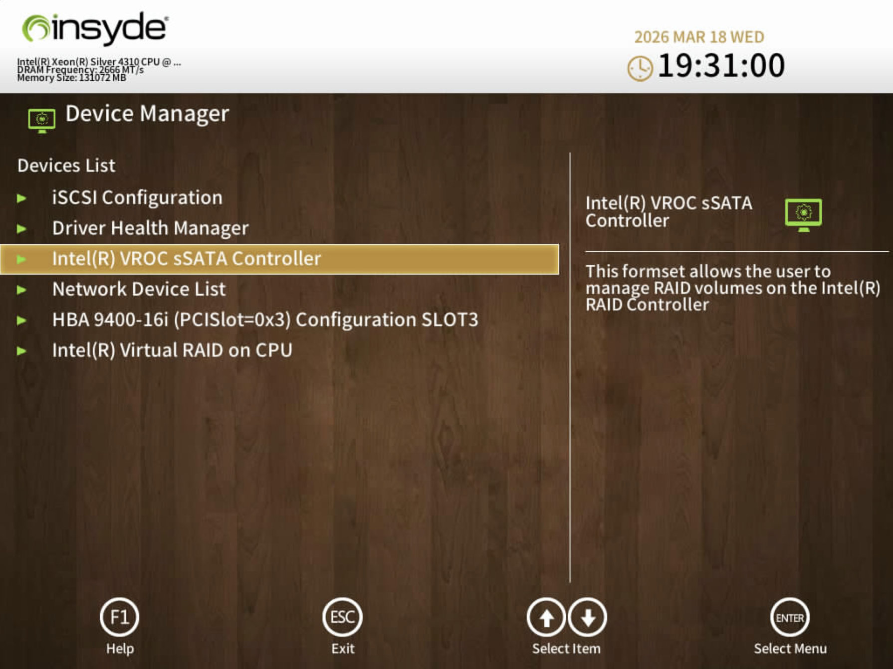 sSATA Configuration in Device Manager